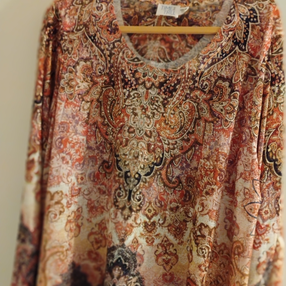 Women's Time & Tru Plus Size Paisley Top